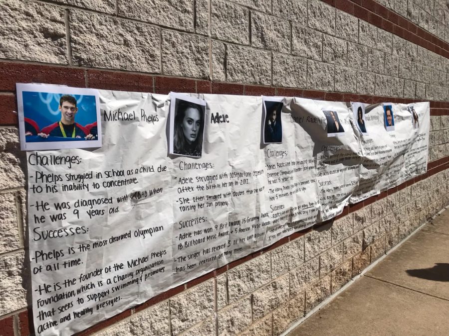 A wall was set up along the walk to inform students of famous peoples struggles to remind the students that they can succeed even with challenges.