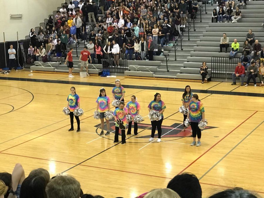 The Sparkle Squad performed a routine for the school during the pep rally.