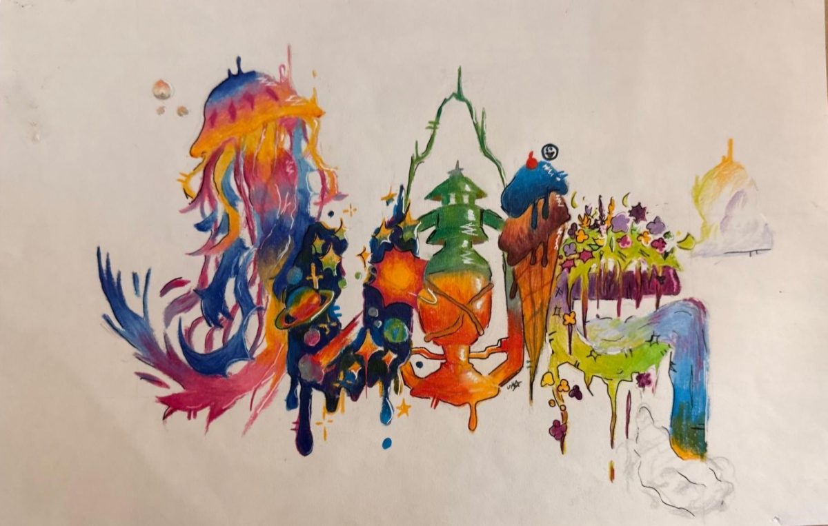 Unnamed; colored pencils; 8in x 15in